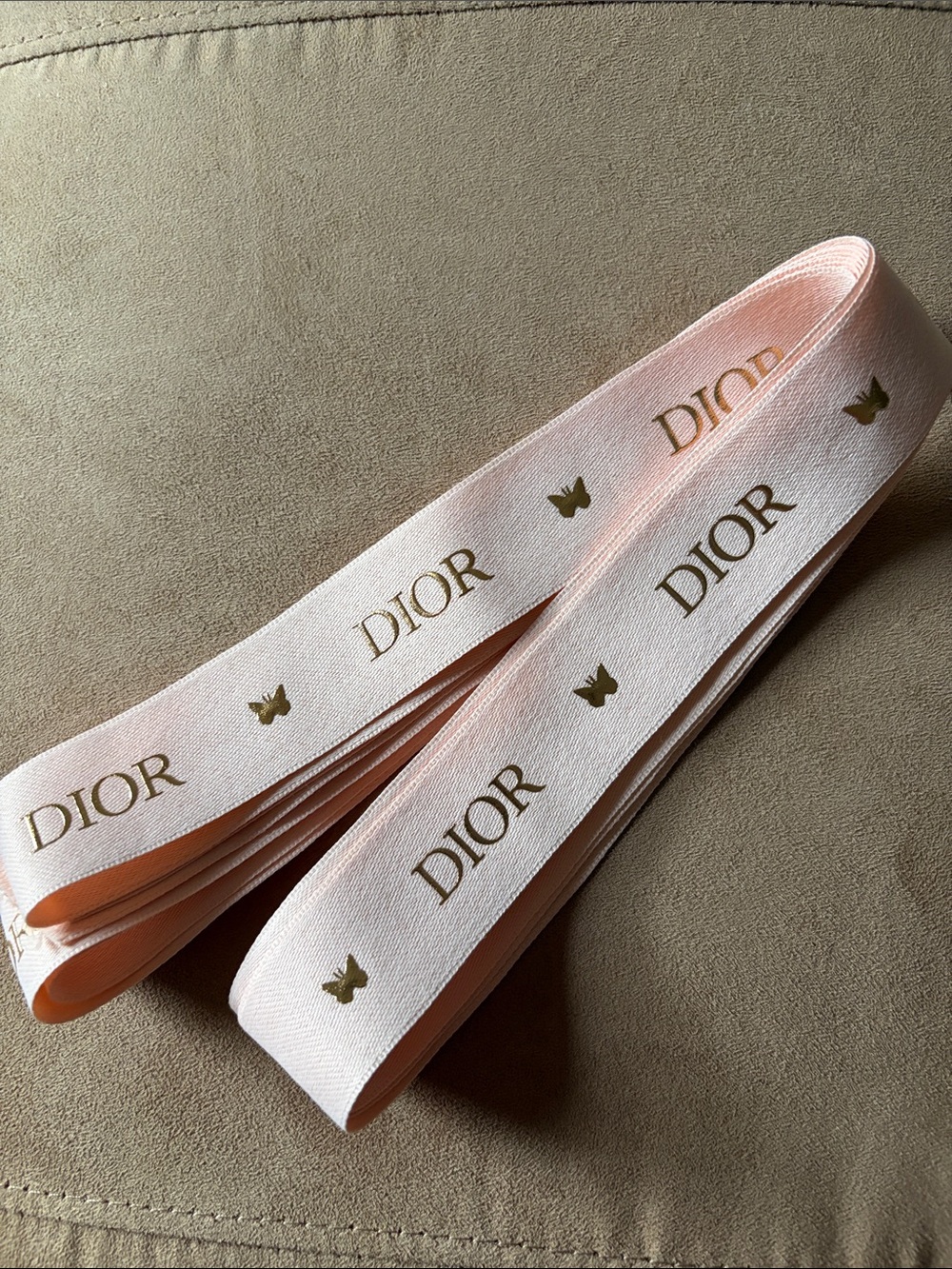 Dior Pale Pink gross grain Ribbon with Gold Logo